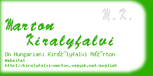 marton kiralyfalvi business card